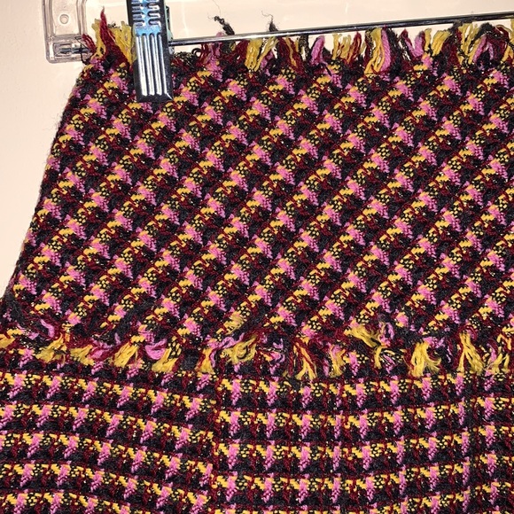 IBlues Pleated Houndstooth Print Multi Colors Tweed Short  Skirt - Picture 3 of 11